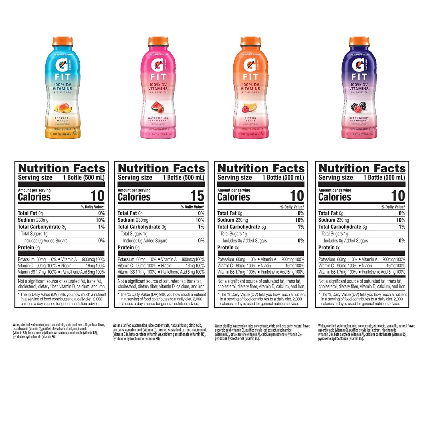 imageGatorade Fit Electrolyte Beverage Healthy Real Hydration New 20 4 Flavor Variety Pack 169oz Bottles 12 Pack4Flavor Variety Pack