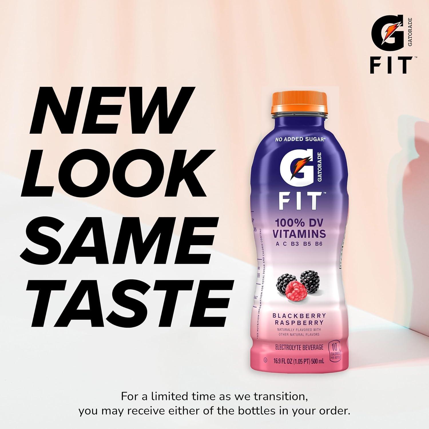 imageGatorade Fit Electrolyte Beverage Healthy Real Hydration New 20 4 Flavor Variety Pack 169oz Bottles 12 PackBlackberry Raspberry