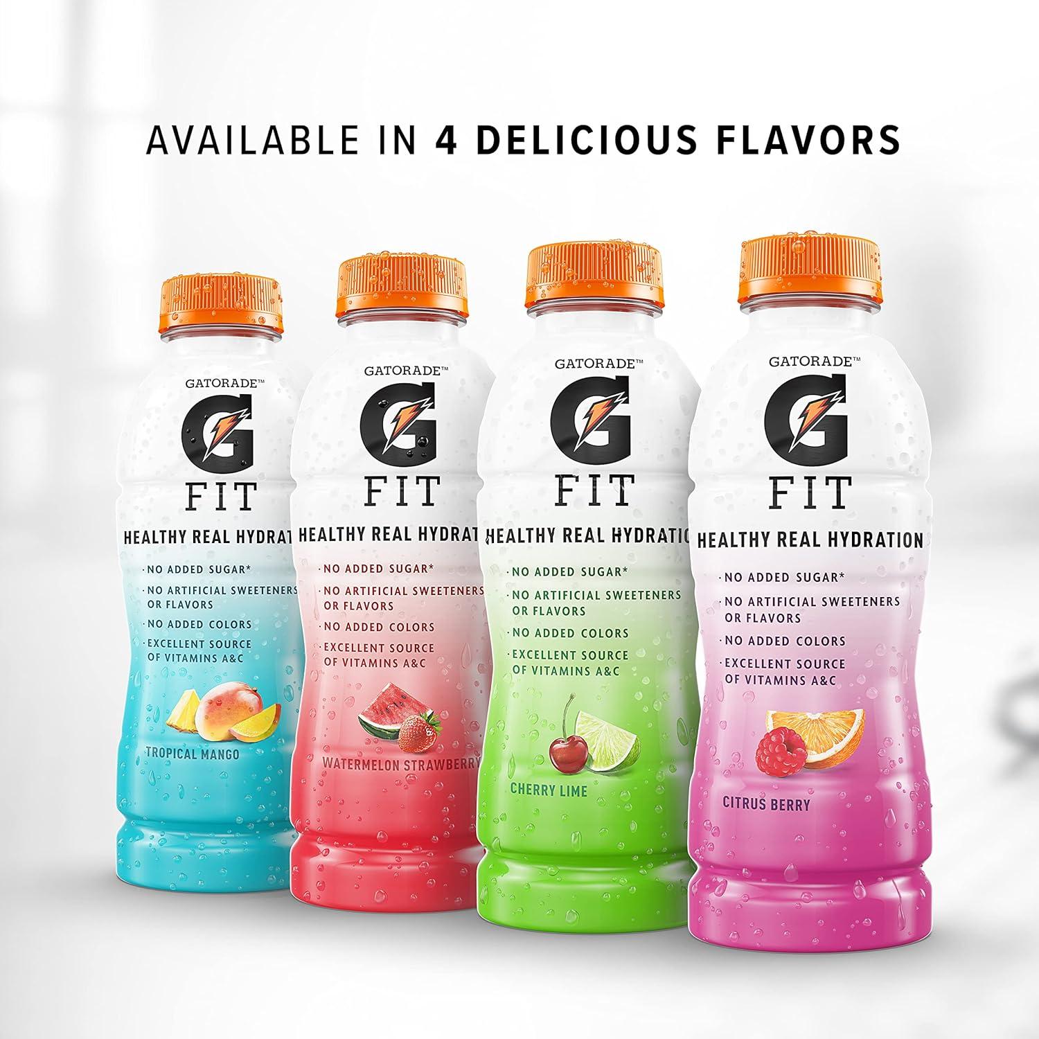 imageGatorade Fit Electrolyte Beverage Healthy Real Hydration New 20 4 Flavor Variety Pack 169oz Bottles 12 PackCherry Lime