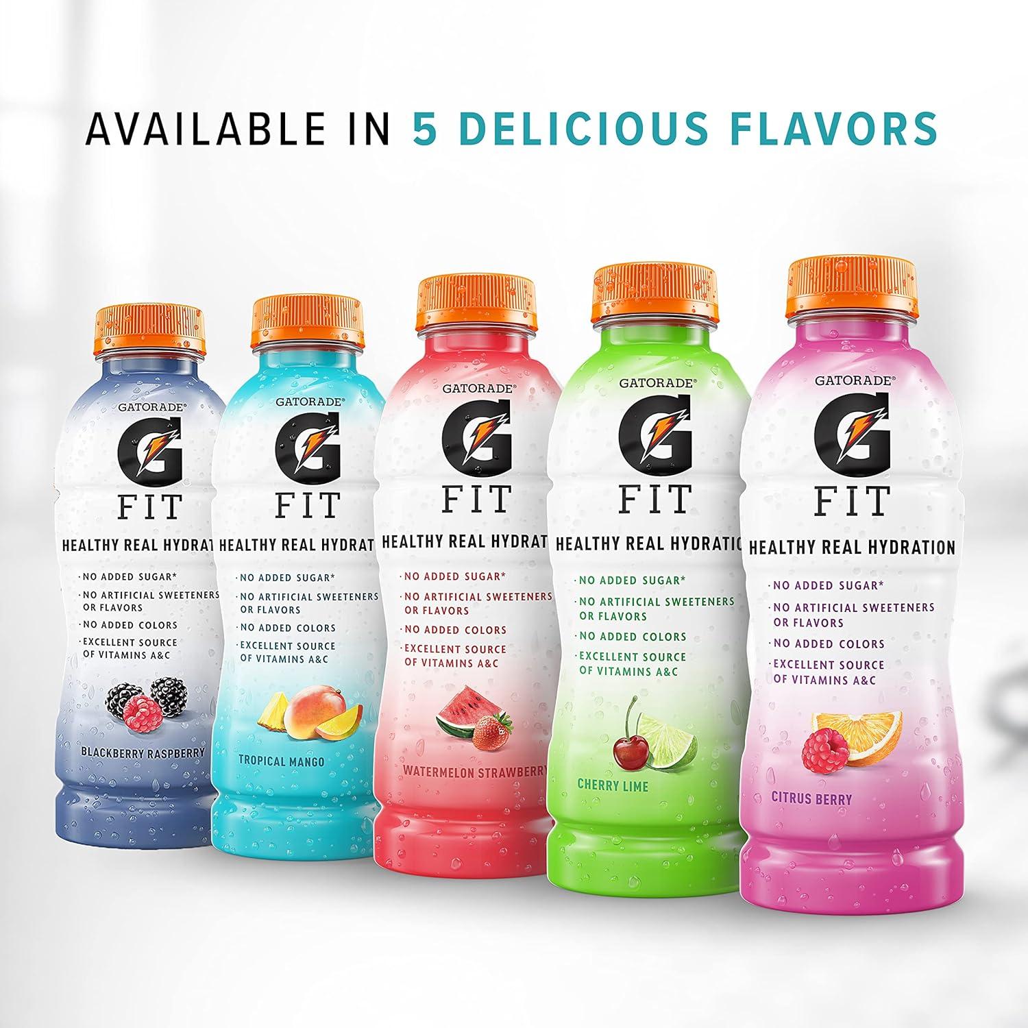 imageGatorade Fit Electrolyte Beverage Healthy Real Hydration New 20 4 Flavor Variety Pack 169oz Bottles 12 PackCherry Lime Variety Pack