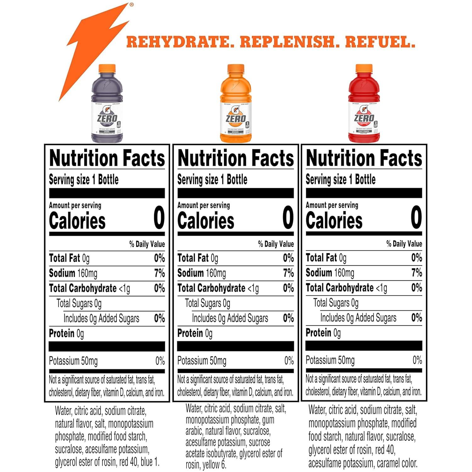 imageGatorade G Zero Sports Drink Glacier Freeze Glacier Cherry Berry Variety Pack 12 Fl Oz Pack of 18Classic Variety