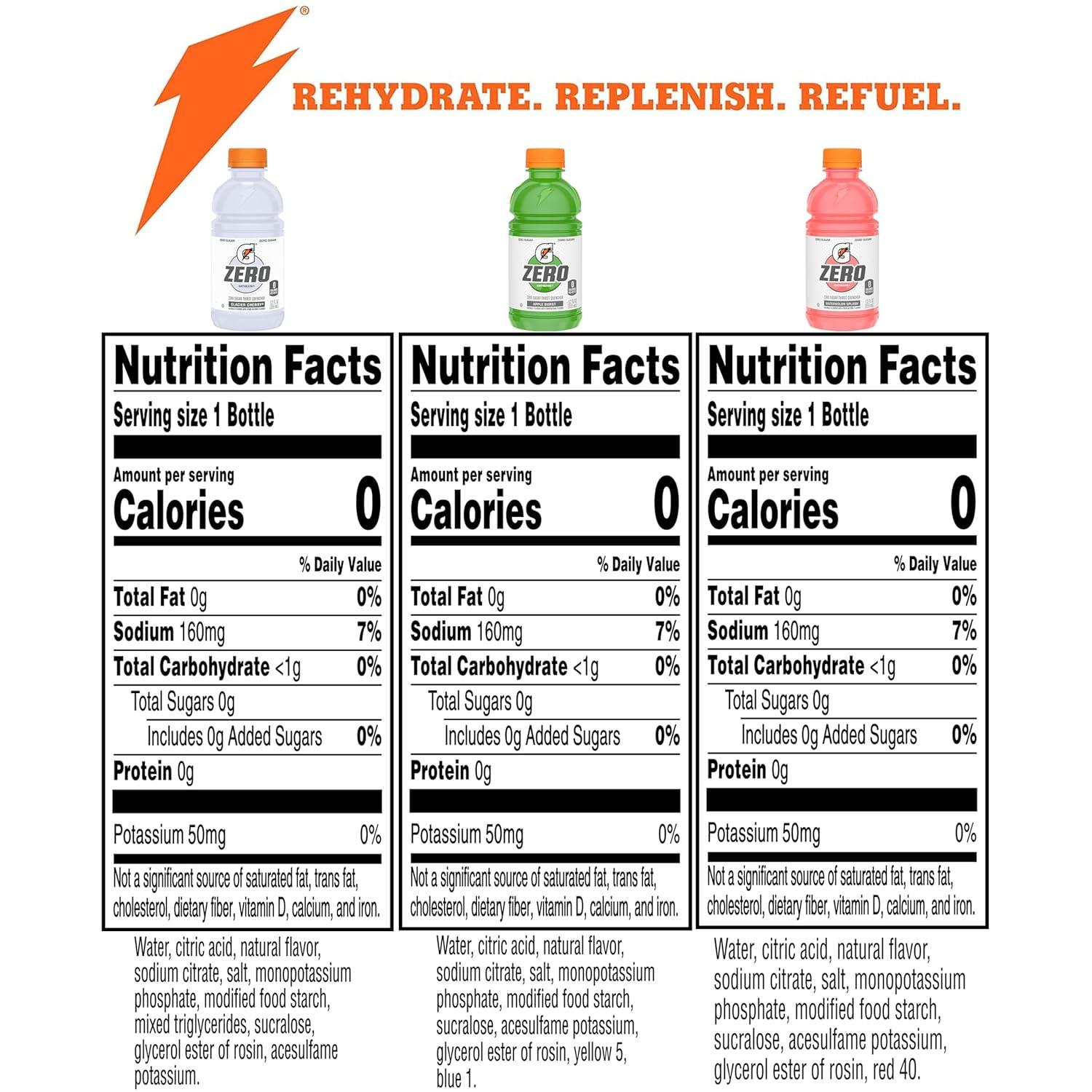 imageGatorade G Zero Sports Drink Glacier Freeze Glacier Cherry Berry Variety Pack 12 Fl Oz Pack of 18Frost Variety