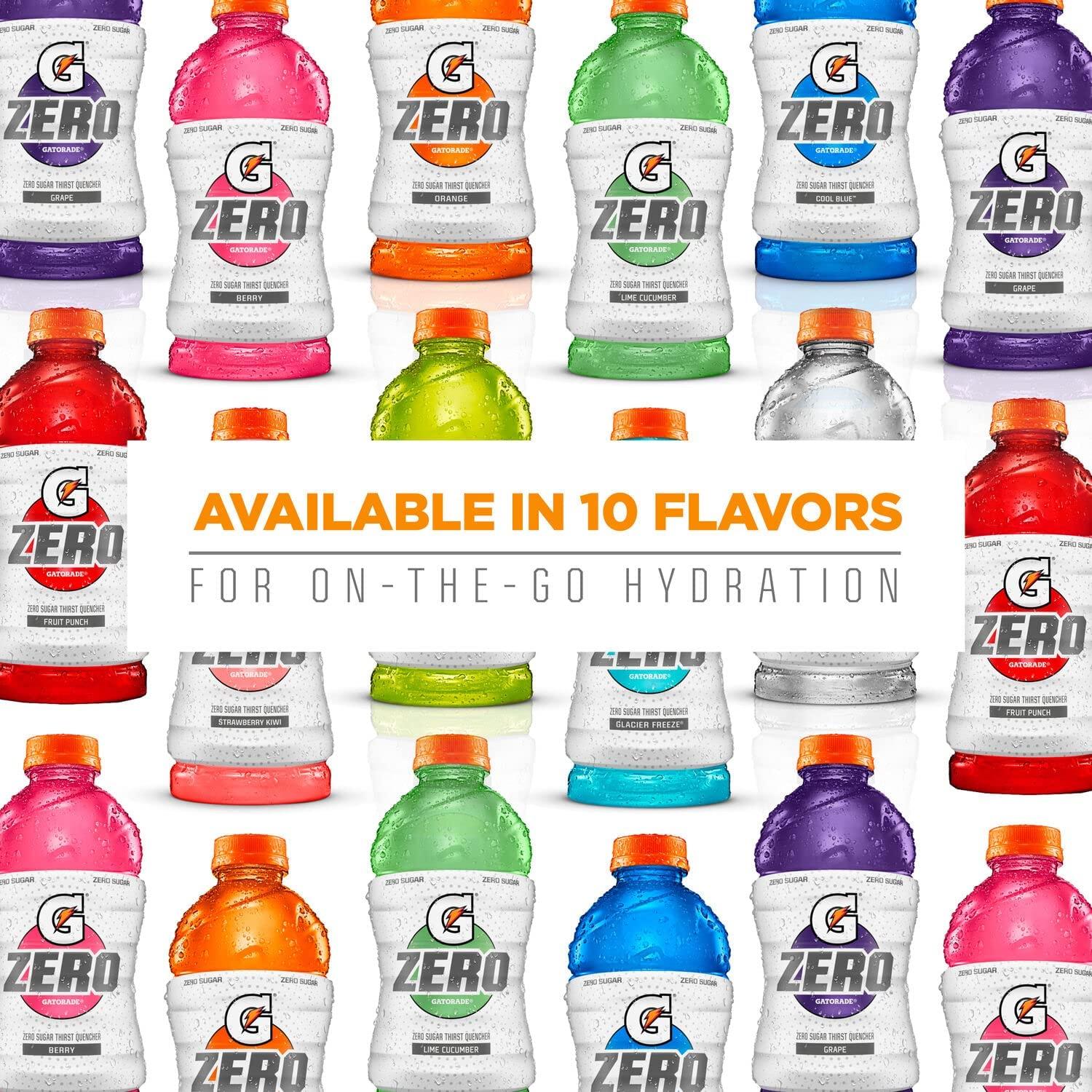 imageGatorade G Zero Sports Drink Glacier Freeze Glacier Cherry Berry Variety Pack 12 Fl Oz Pack of 18Frost Variety