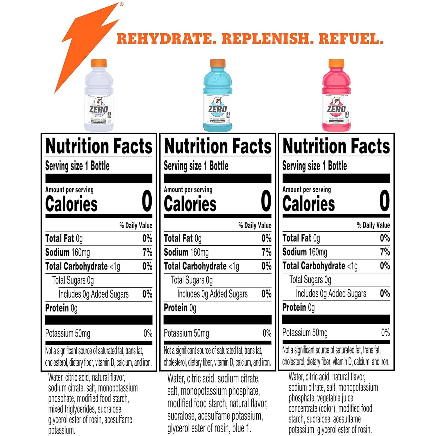 imageGatorade G Zero Sports Drink Glacier Freeze Glacier Cherry Berry Variety Pack 12 Fl Oz Pack of 18Glacier Cherry Variety