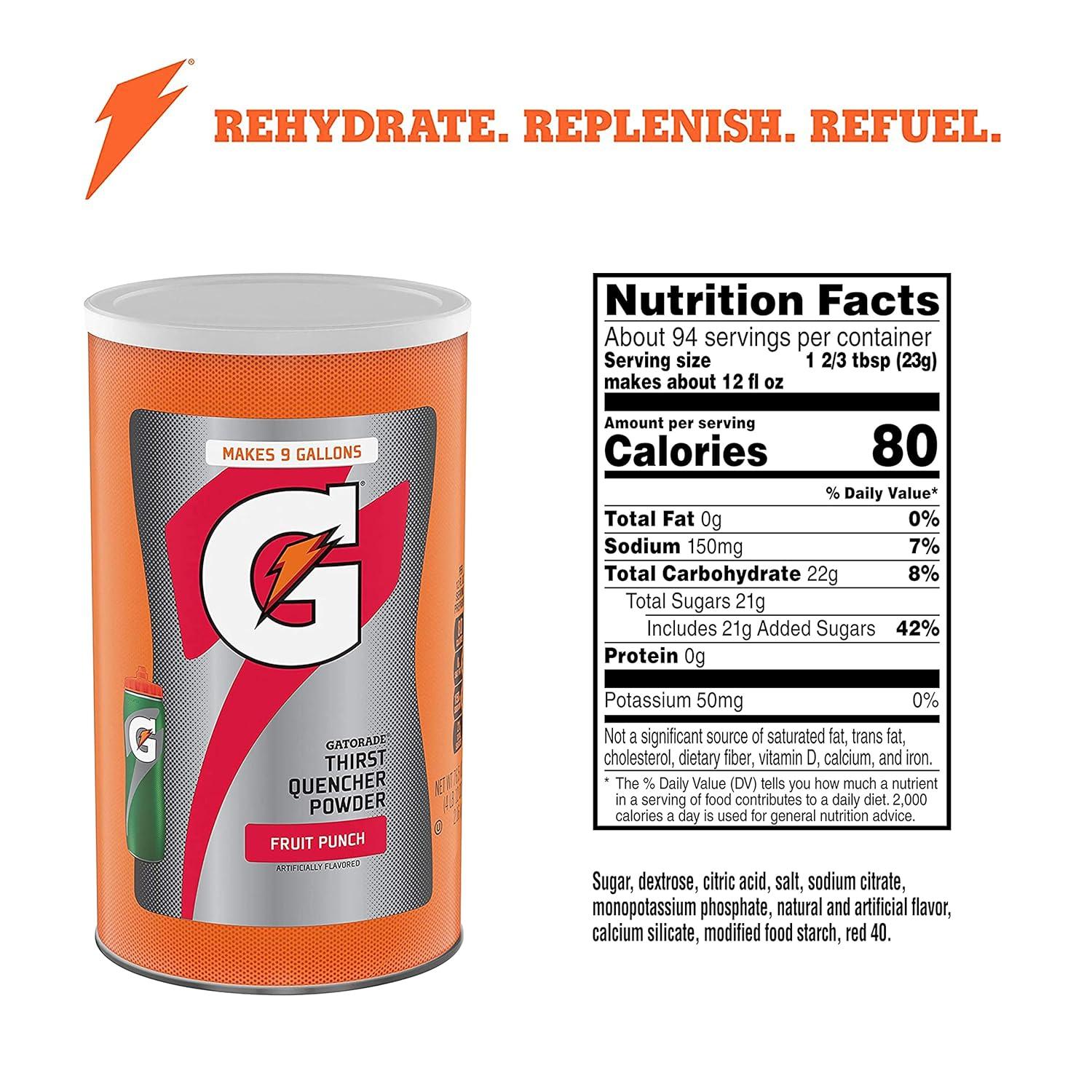 imageGatorade Thirst Quencher Powder Lemon Lime 765 OuncePack of 1Fruit Punch