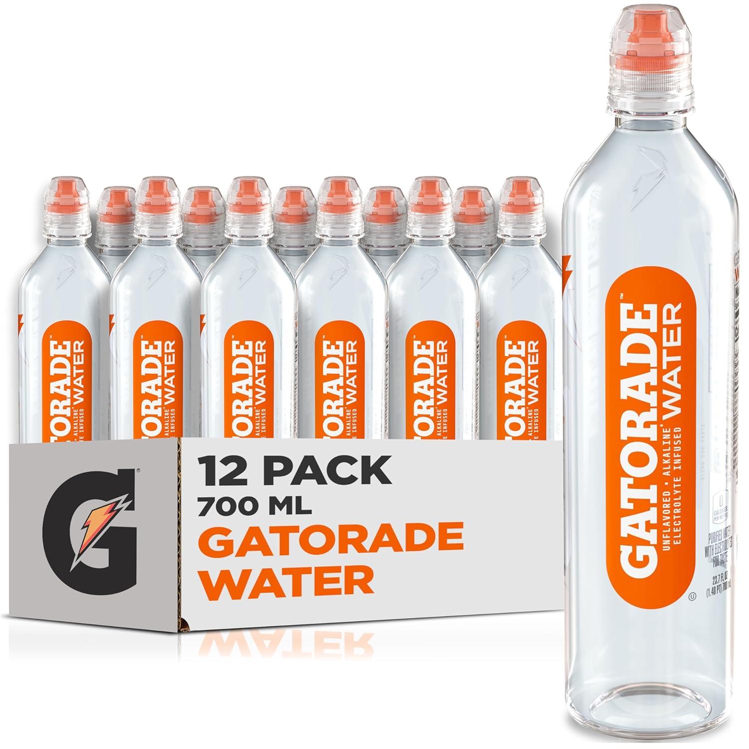 imageGatorade Water Electrolyte Infused for Great Taste Alkaline PH 75 or higher Unflavored 1L Pack of 6Unflavored