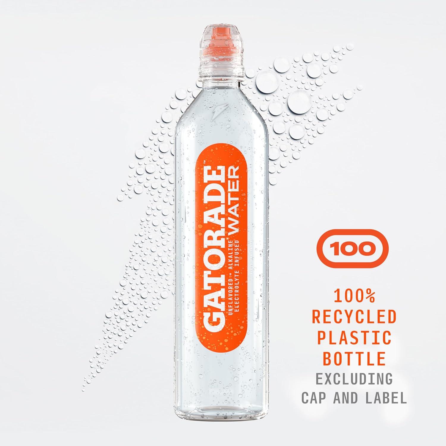 imageGatorade Water Electrolyte Infused for Great Taste Alkaline PH 75 or higher Unflavored 1L Pack of 6Unflavored