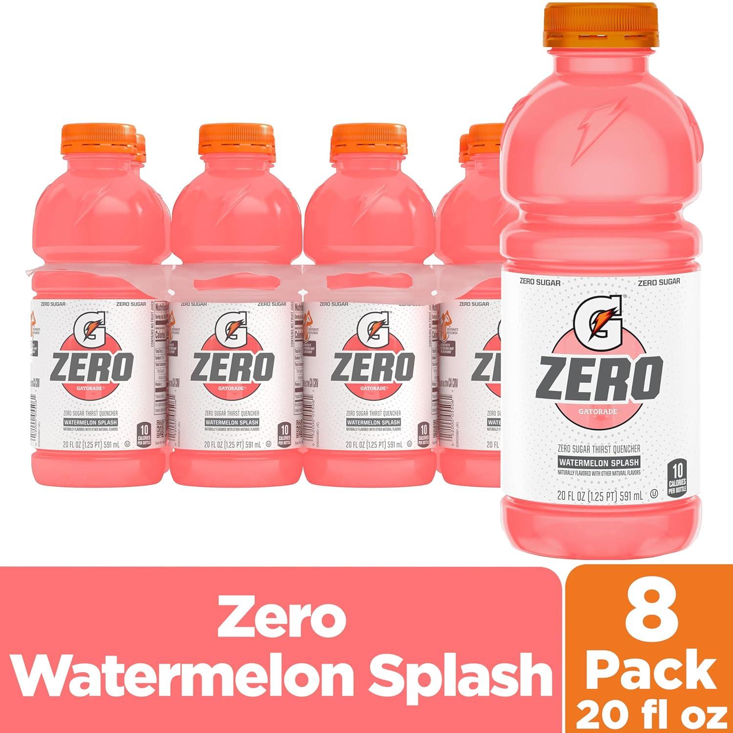 imageGatorade Zero Sugar Thirst Quencher Sports Drinks LemonLime 20 Ounce Bottles Pack of 8Zero Sugar Watermelon Splash