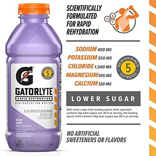 imageGatorlyte Rapid Rehydration Electrolyte Beverage Orange 20oz Bottles 12 PackMixedberry Berry