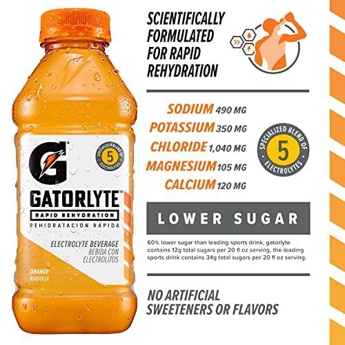 imageGatorlyte Rapid Rehydration Electrolyte Beverage Orange 20oz Bottles 12 PackOrange