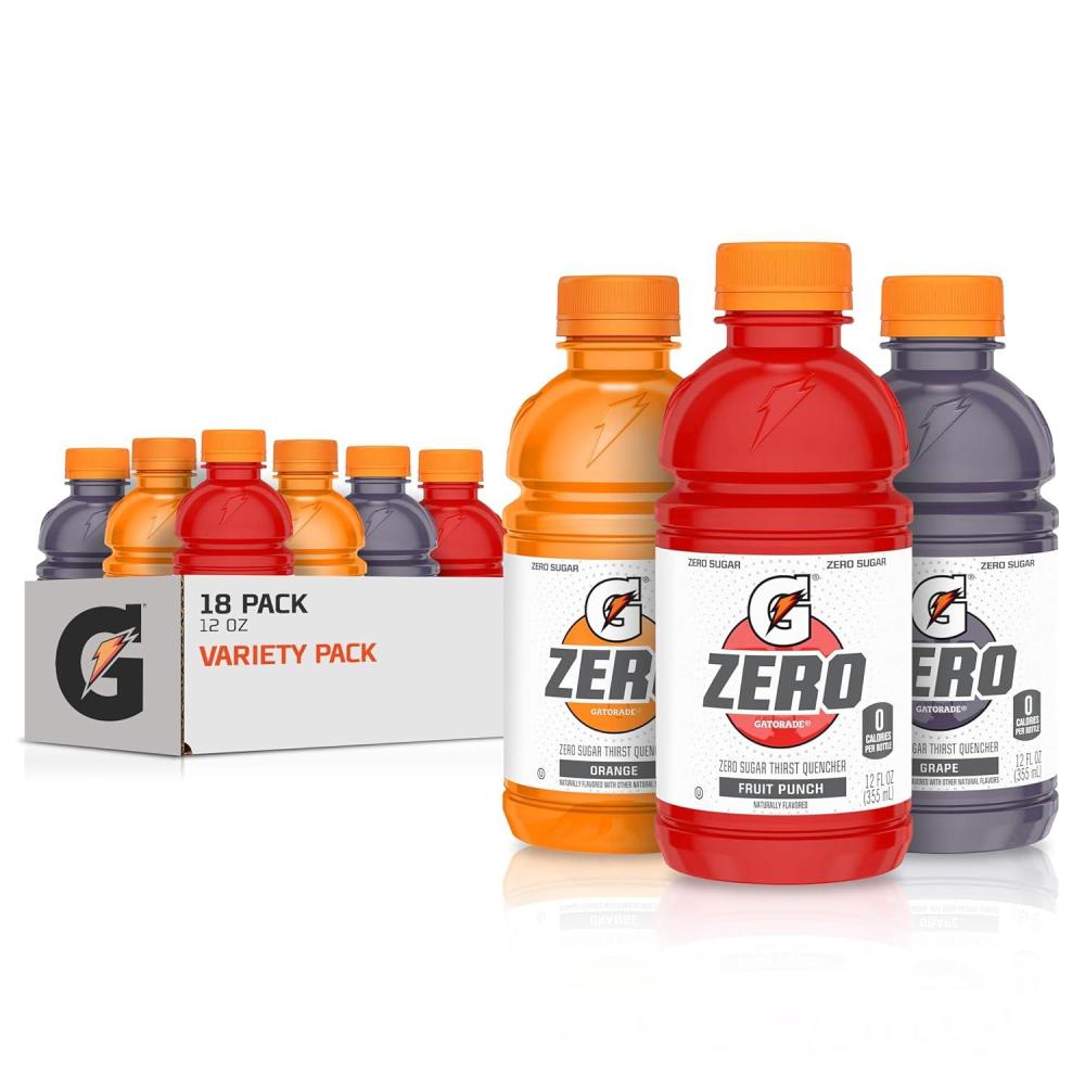 imageGatorade G Zero Sports Drink Glacier Freeze Glacier Cherry Berry Variety Pack 12 Fl Oz Pack of 18Classic Variety