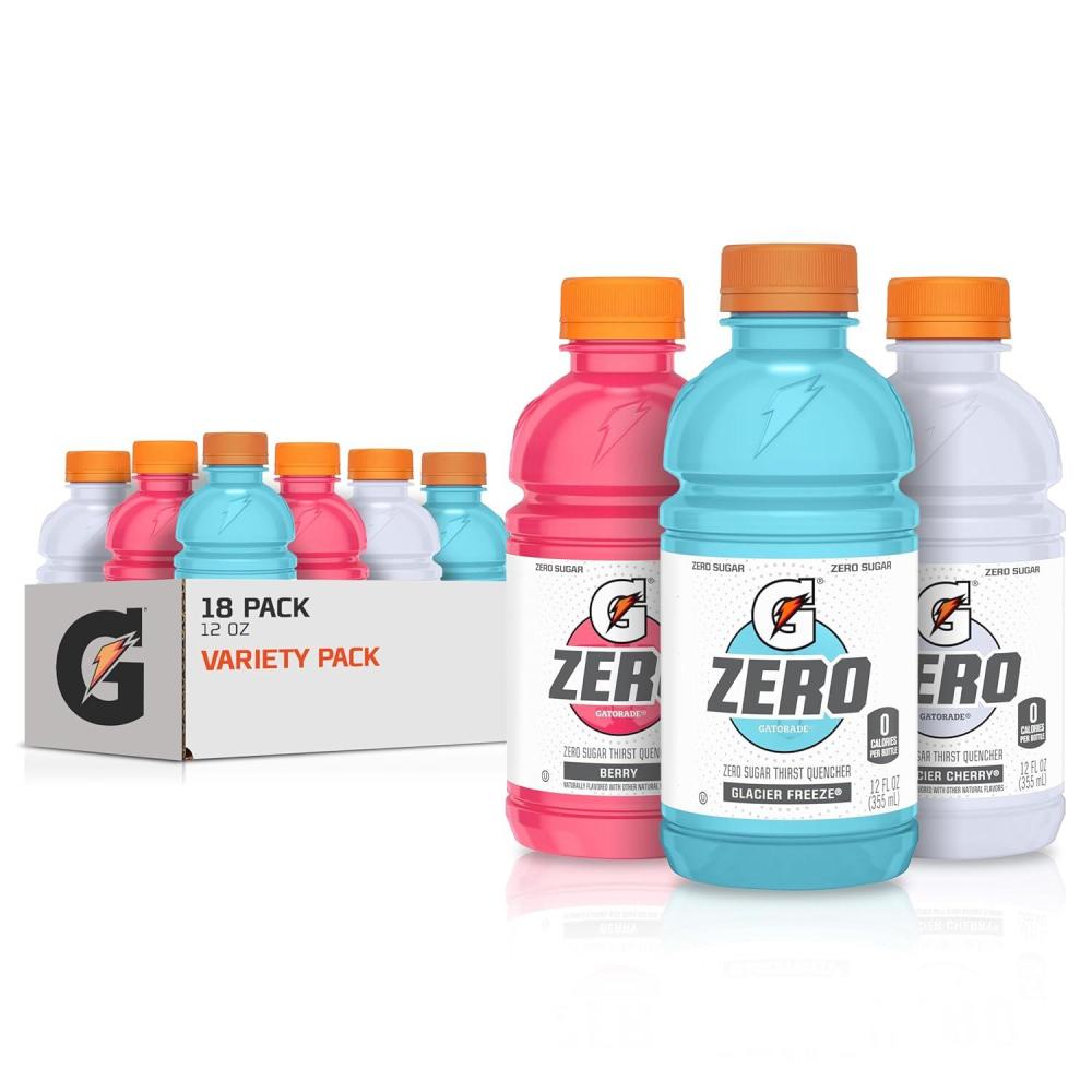 imageGatorade G Zero Sports Drink Glacier Freeze Glacier Cherry Berry Variety Pack 12 Fl Oz Pack of 18Glacier Cherry Variety