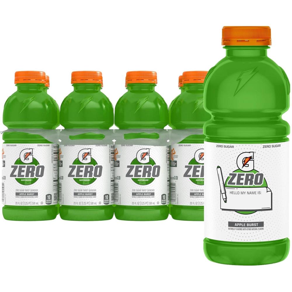 imageGatorade Zero Sugar Thirst Quencher Sports Drinks LemonLime 20 Ounce Bottles Pack of 8Zero Sugar Apple Burst