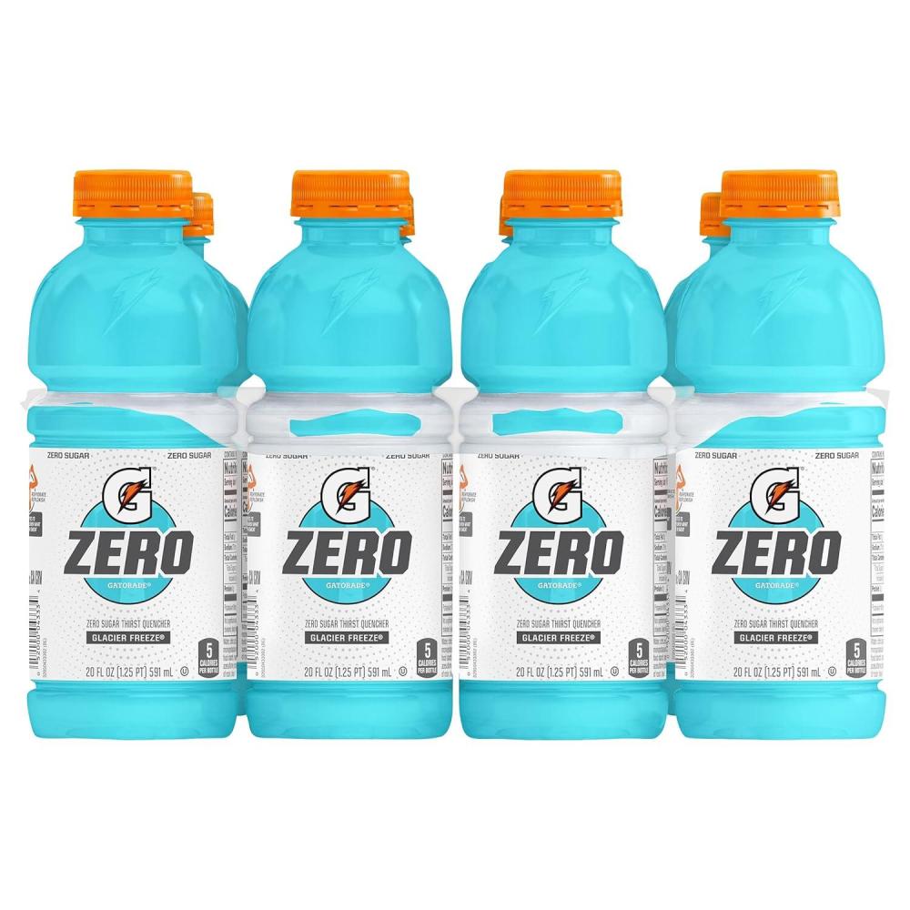 imageGatorade Zero Sugar Thirst Quencher Sports Drinks LemonLime 20 Ounce Bottles Pack of 8Zero Sugar Glacier Freeze