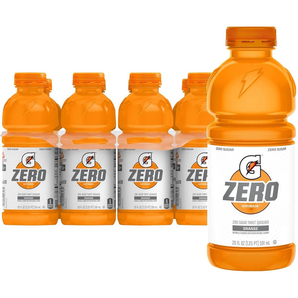 imageGatorade Zero Sugar Thirst Quencher Sports Drinks LemonLime 20 Ounce Bottles Pack of 8Zero Sugar Orange