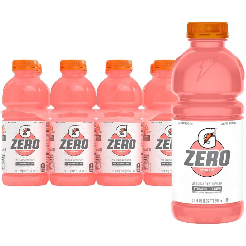 imageGatorade Zero Sugar Thirst Quencher Sports Drinks LemonLime 20 Ounce Bottles Pack of 8Zero Sugar Strawberry Kiwi