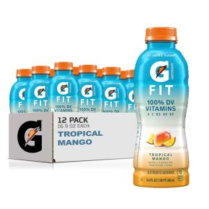 Gatorade Fit Electrolyte Beverage, Healthy Real Hydration, New 2.0 4 Flavor Variety Pack, 16.9.oz Bottles (12 Pack)(Tropical Mango)