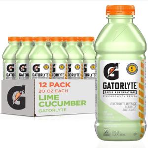 Gatorlyte Rapid Rehydration Electrolyte Beverage, Orange, 20oz Bottles (12 Pack)(Lime Cucumber)