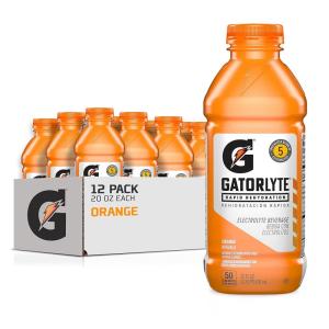 Gatorlyte Rapid Rehydration Electrolyte Beverage, Orange, 20oz Bottles (12 Pack)(Orange)