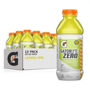 Gatorlyte Zero Electrolyte Beverage, Strawberry Kiwi, Zero Sugar Hydration, Specialized Blend of 5 Electrolytes, No Artificial Sweeteners or Flavors, 20 Oz Bottles (Pack of 12)(Zero Lemon Lime)