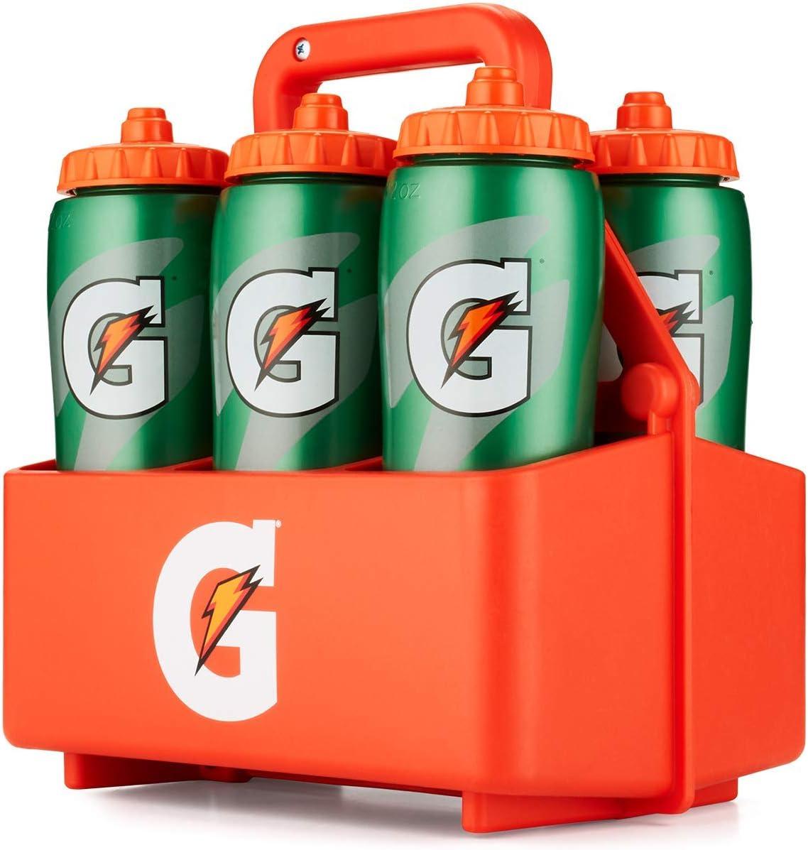imageGatorade 6Pack Squeeze Bottle Carrier Team Equipment OrangeBottle