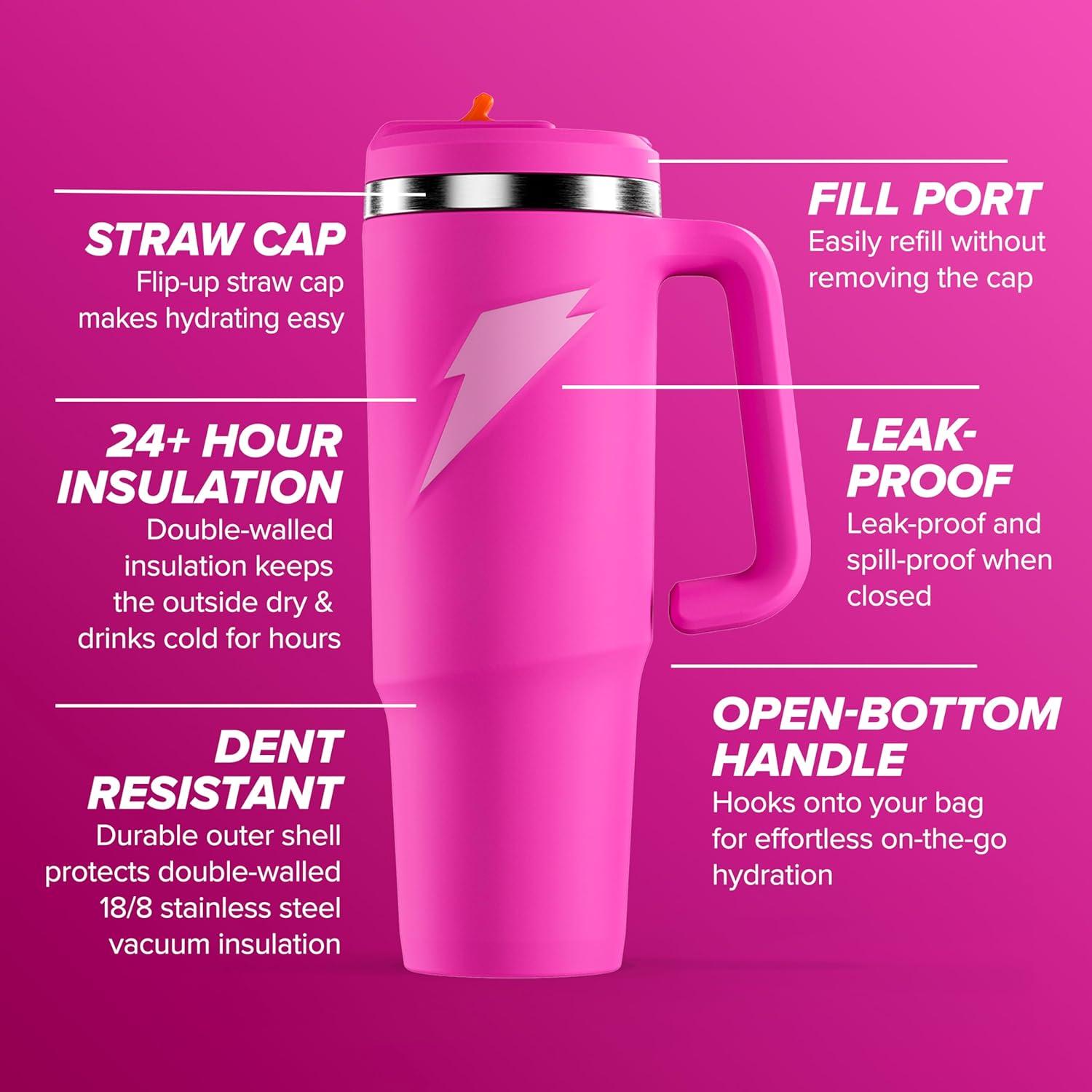 imageGatorade Crossover Stainless Steel Tumbler Bottle White DoubleWall Insulation 36 fl ozPink