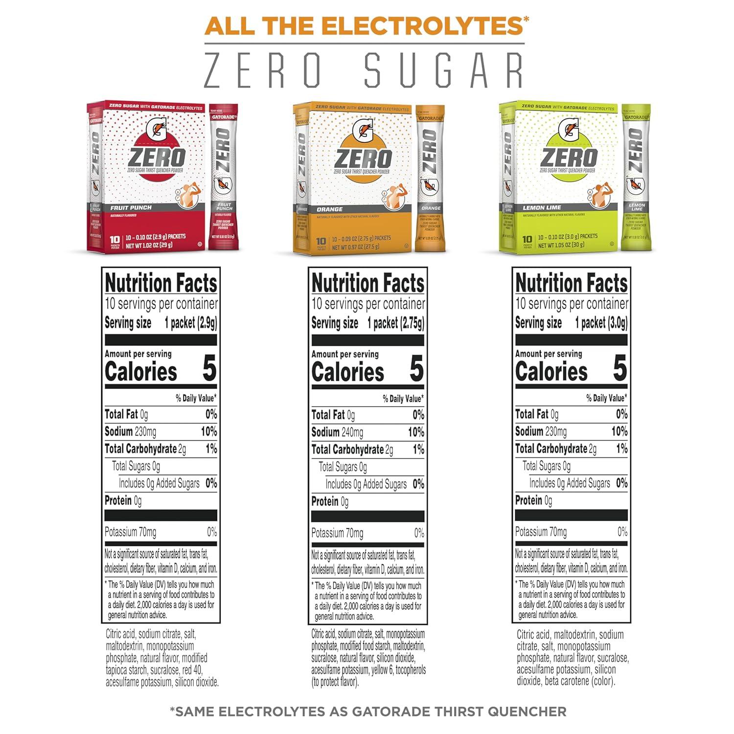 imageGatorade G Zero Sports Drink Mix Powder Packets 3 Flavor Frost Variety Pack Electrolyte Powder Drink Mix for Hydration Zero Sugar 30 Total PacketsClassic Variety