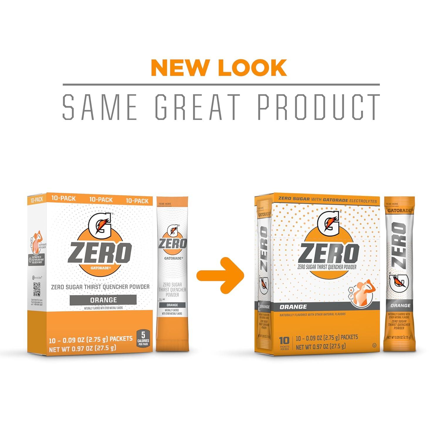 imageGatorade G Zero Sports Drink Mix Powder Packets Fruit Punch Electrolyte Powder Drink Mix for Hydration Zero Sugar Total 120 PacketsOrange