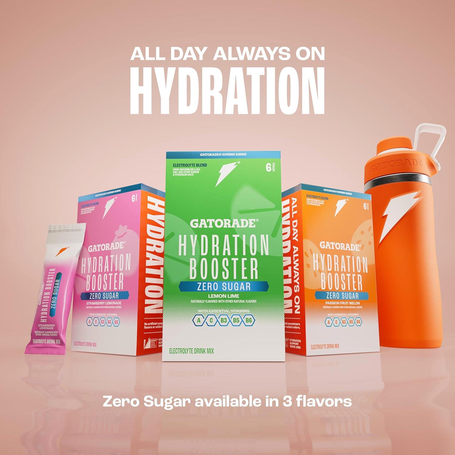 imageGatorade Hydration Booster Zero Sugar Passion Fruit Melon Pack of 6Lemon Lime