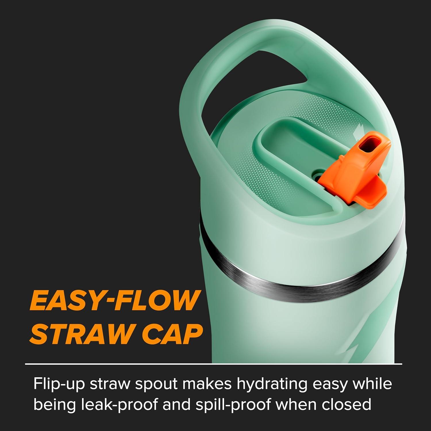 imageGatorade Overtime 22oz Stainless Steel Water Bottle Twist Cap GreyCoral