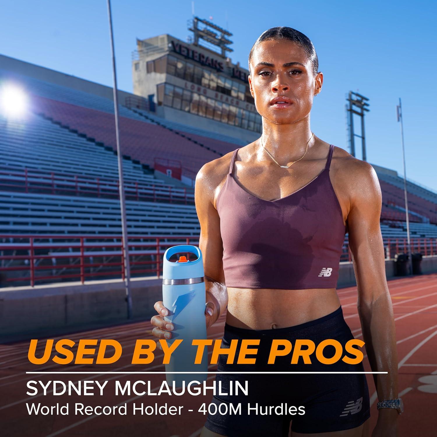 imageGatorade Overtime 22oz Stainless Steel Water Bottle Twist Cap GreyOrange