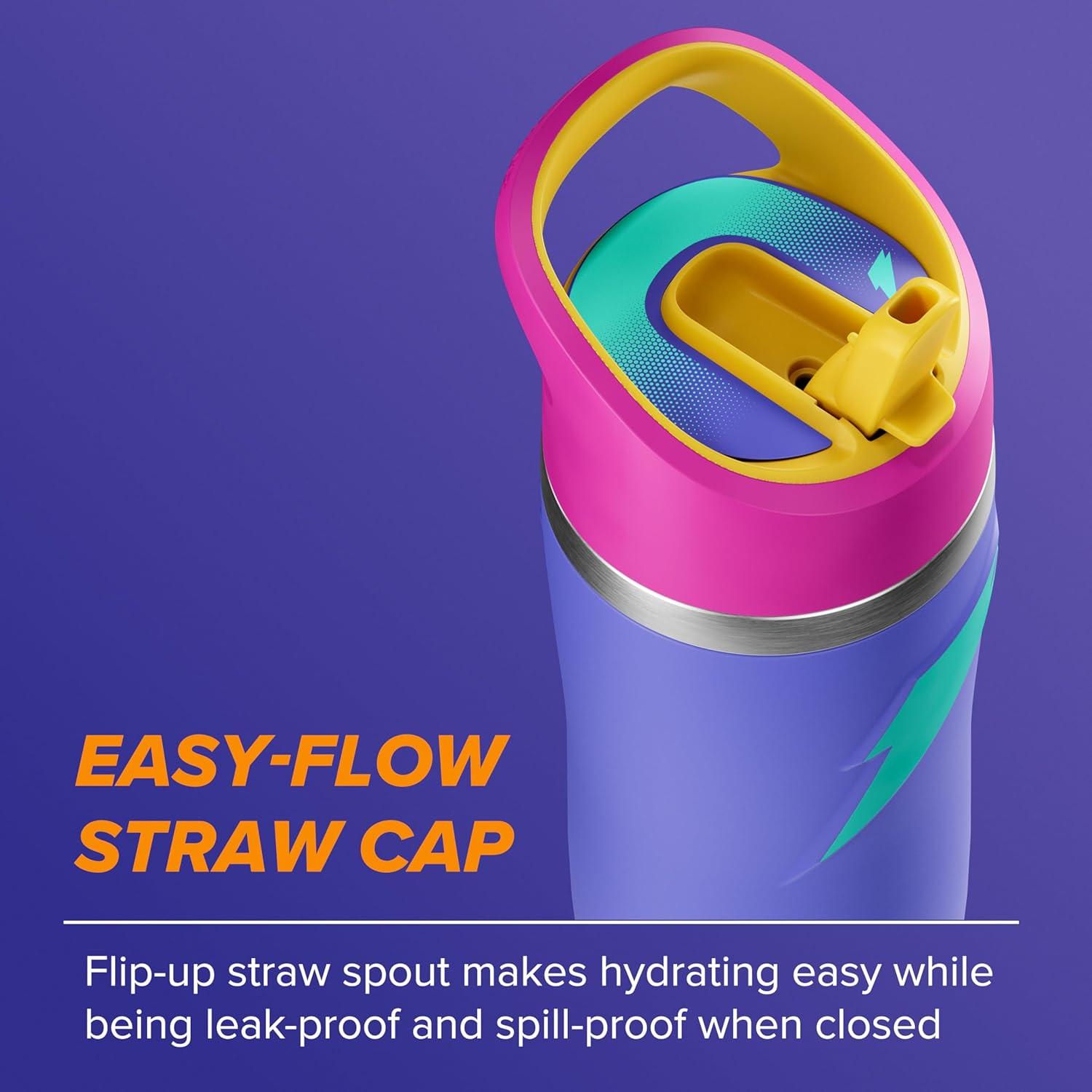 imageGatorade Overtime 22oz Stainless Steel Water Bottle Twist Cap GreyPurplePink