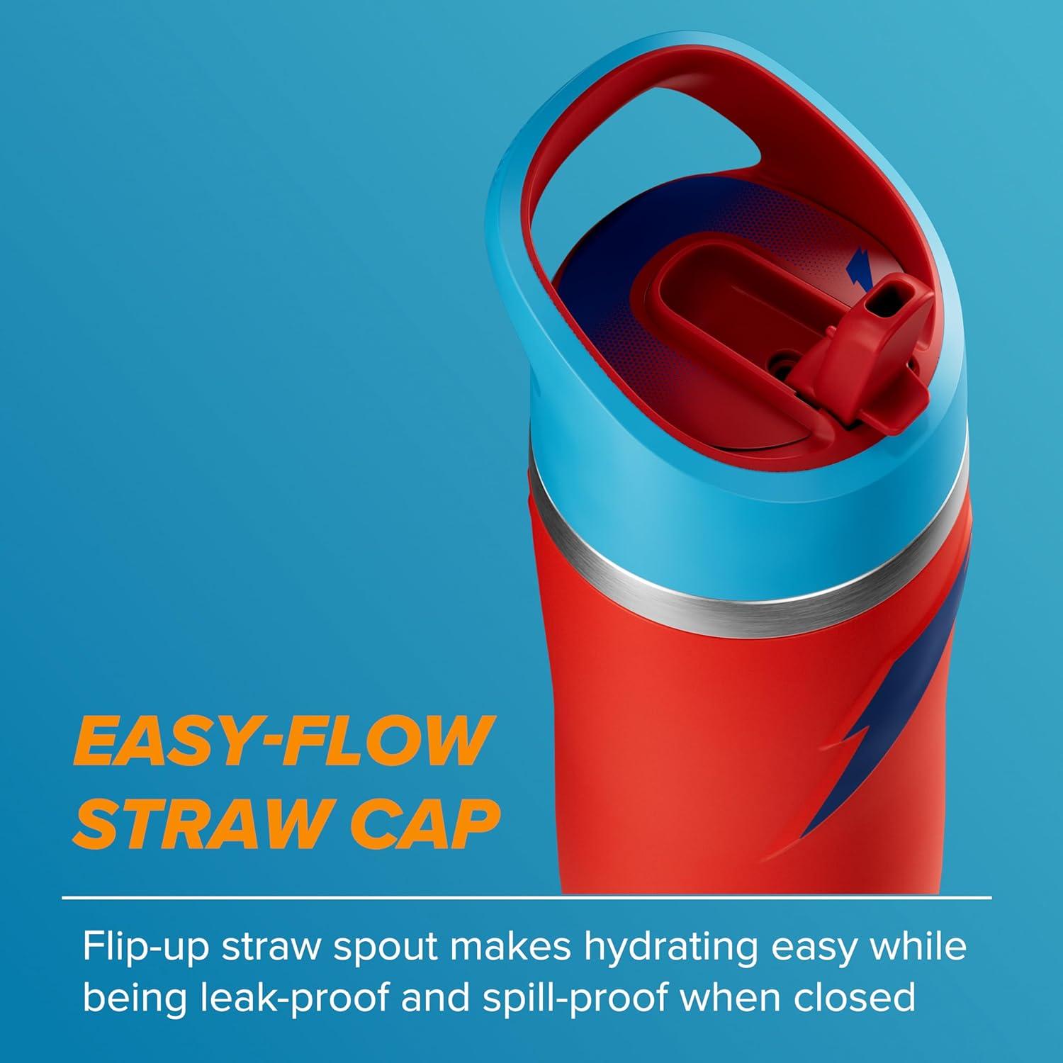 imageGatorade Overtime 22oz Stainless Steel Water Bottle Twist Cap GreyRedBlue