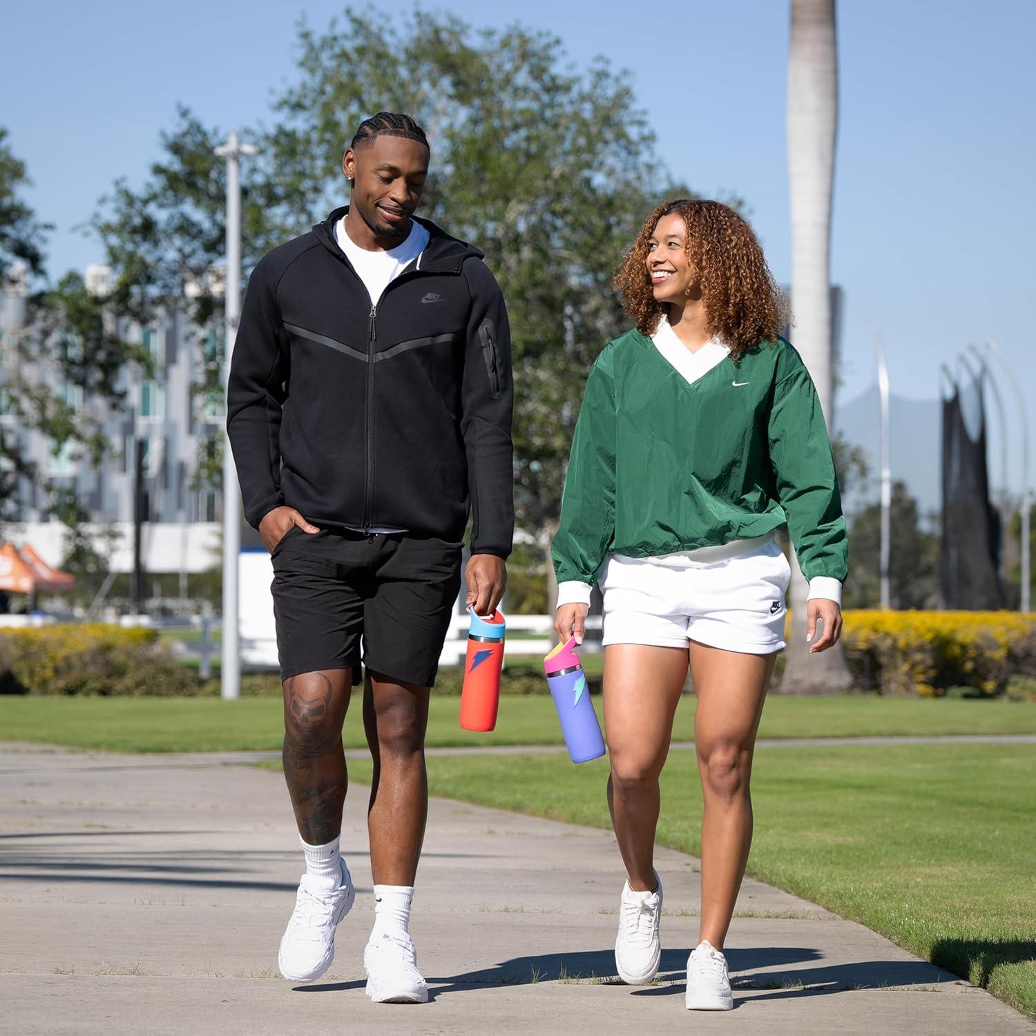 imageGatorade Overtime 22oz Stainless Steel Water Bottle Twist Cap GreyRoyal BlueNavy