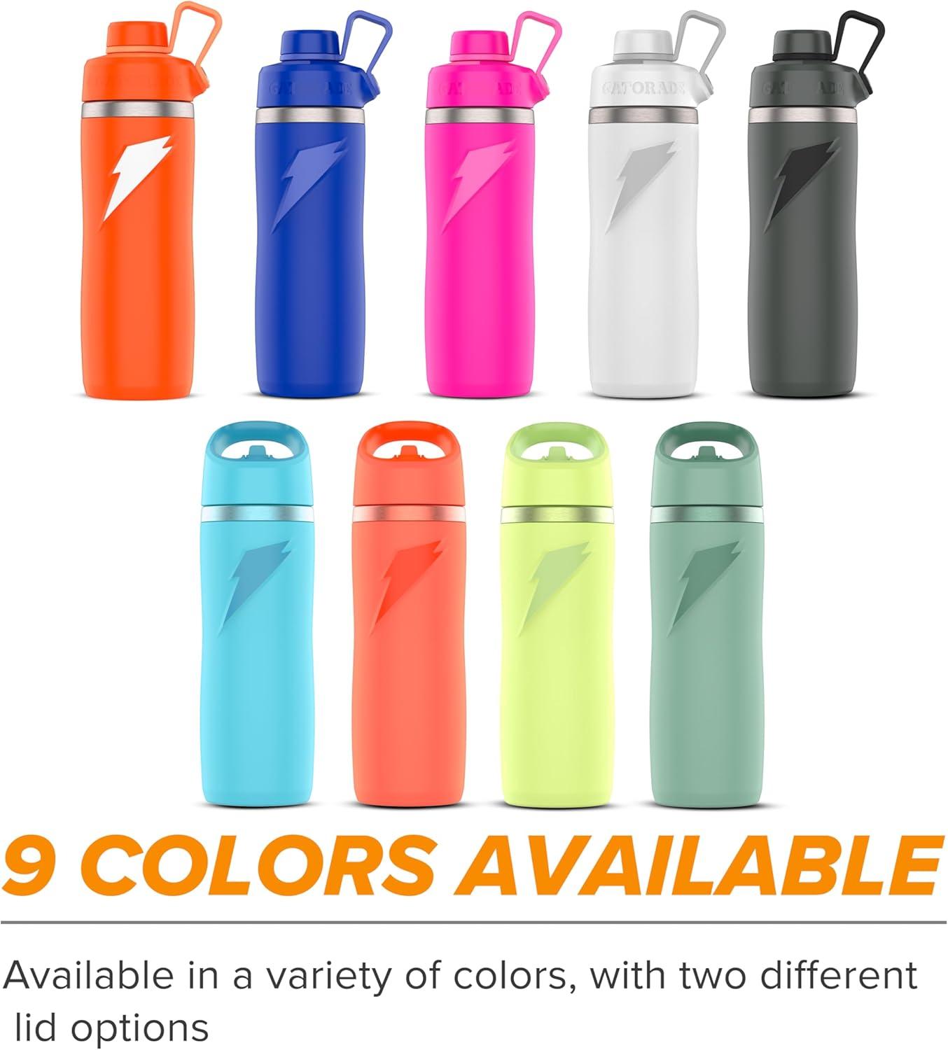 imageGatorade Overtime 22oz Stainless Steel Water Bottle Twist Cap GreySage