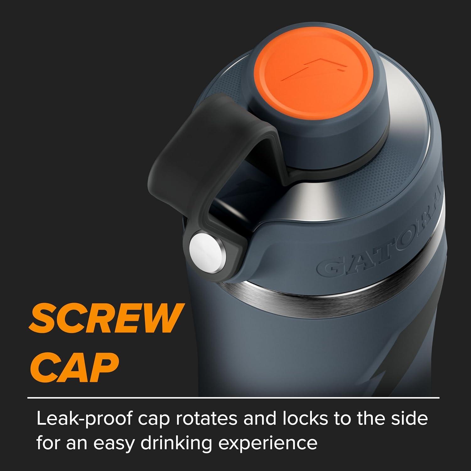 imageGatorade Overtime 32oz Stainless Steel Water Bottle Twist Cap WhiteGray