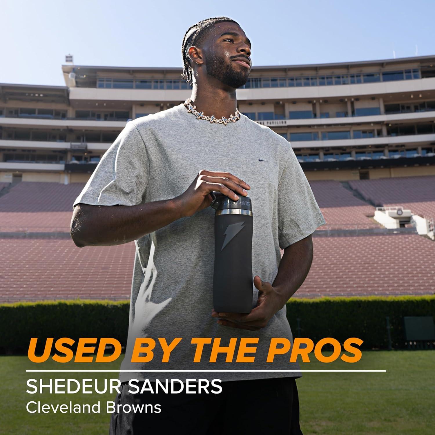 imageGatorade Overtime 32oz Stainless Steel Water Bottle Twist Cap WhiteGray