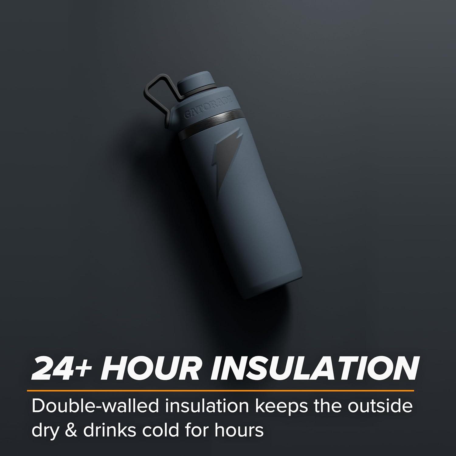 imageGatorade Overtime 32oz Stainless Steel Water Bottle Twist Cap WhiteGray