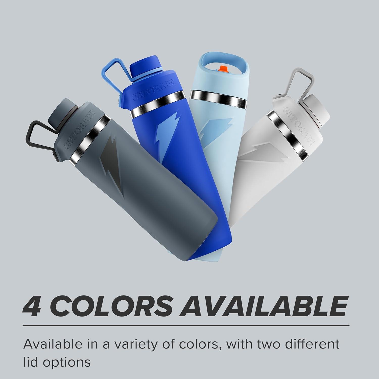 imageGatorade Overtime 32oz Stainless Steel Water Bottle Twist Cap WhiteGray