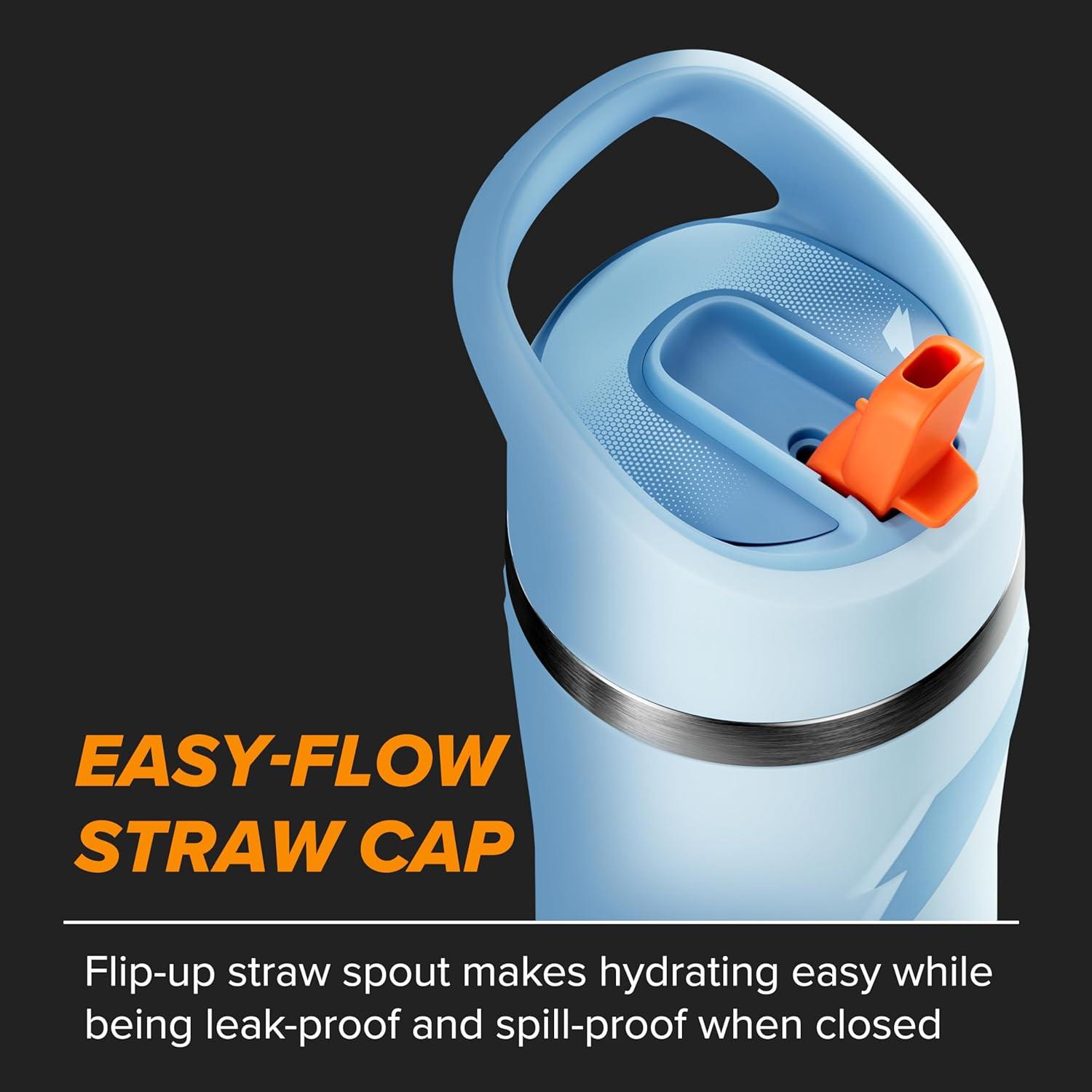 imageGatorade Overtime 32oz Stainless Steel Water Bottle Twist Cap WhiteLight Blue