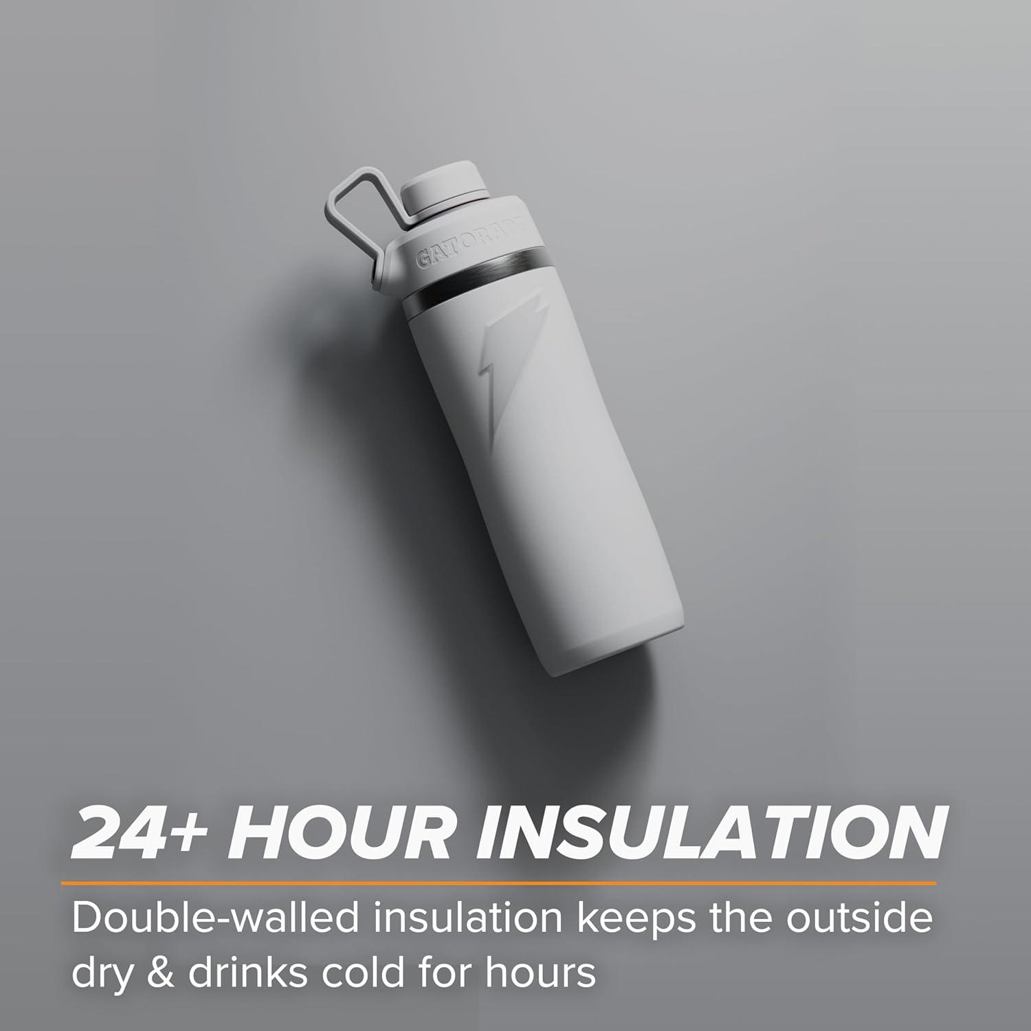 imageGatorade Overtime 32oz Stainless Steel Water Bottle Twist Cap WhiteWhite