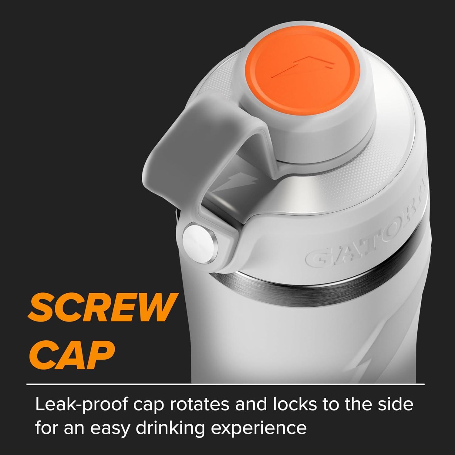 imageGatorade Overtime 32oz Stainless Steel Water Bottle Twist Cap WhiteWhite