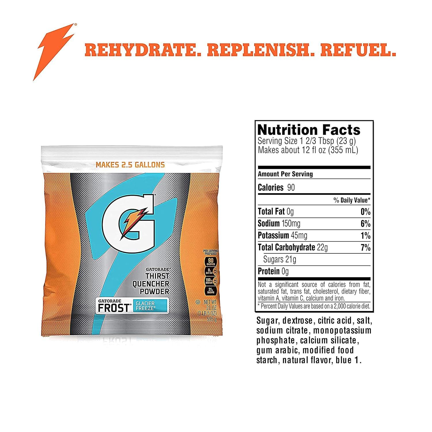 imageGatorade Powder Bag Riptide Rush 131 Pound Pack of 32Glacier Freeze