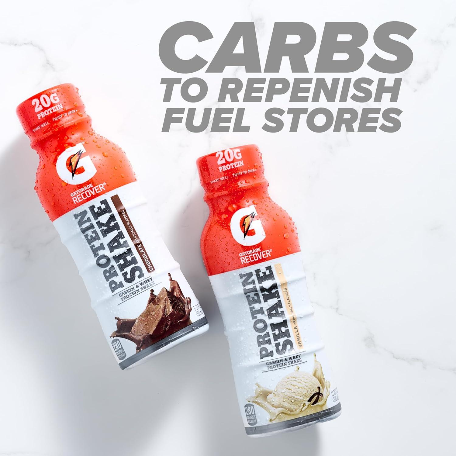 imageGatorade Recover Protein Shake Chocolate 20g Protein 116 fl oz Plastic Bottle Pack of 12Chocolate