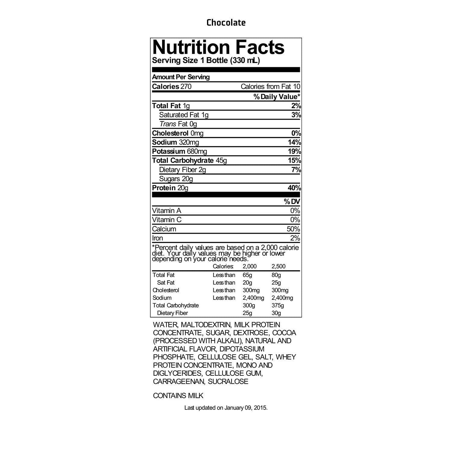 imageGatorade Recover Protein Shake Chocolate 20g Protein 116 fl oz Plastic Bottle Pack of 12Chocolate