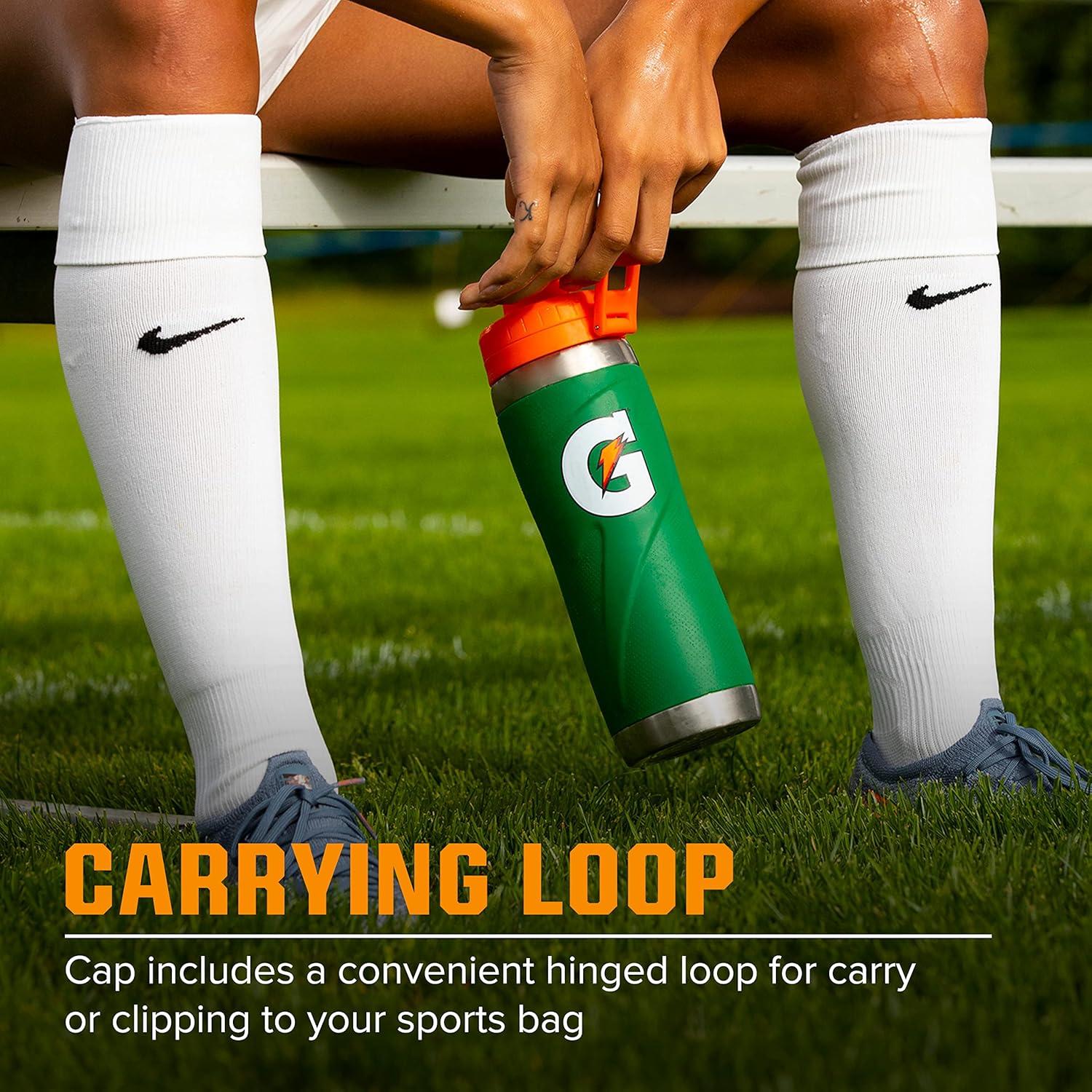 imageGatorade Stainless Steel Sport Bottle 26oz DoubleWall Insulation Green 26oz Pack of 1Black