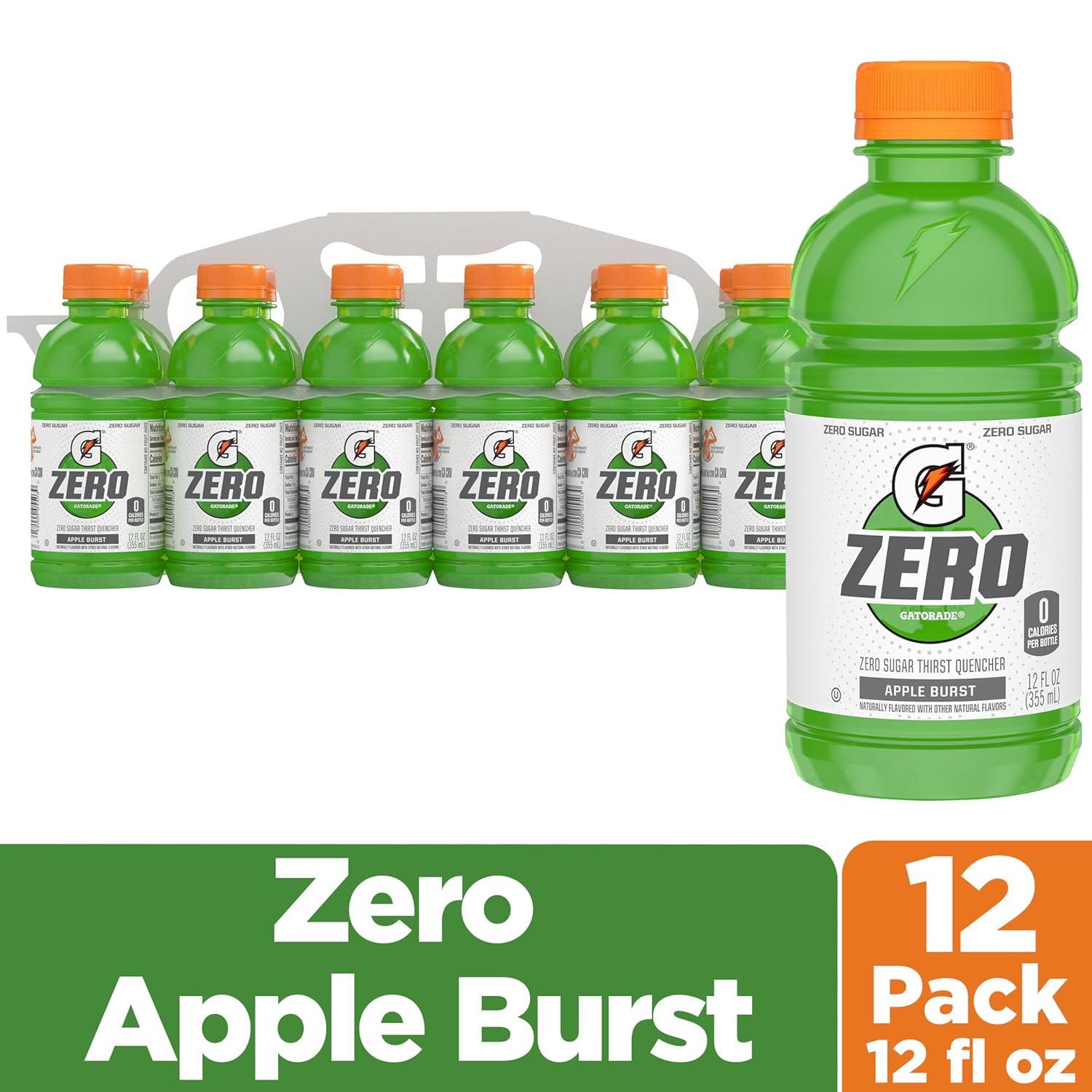 imageGatorade Thirst Quencher Zero Sugar Sports Drink Fruit Punch 12oz Bottles 12 Pack Electrolytes for RehydrationZero Sugar Apple Burst