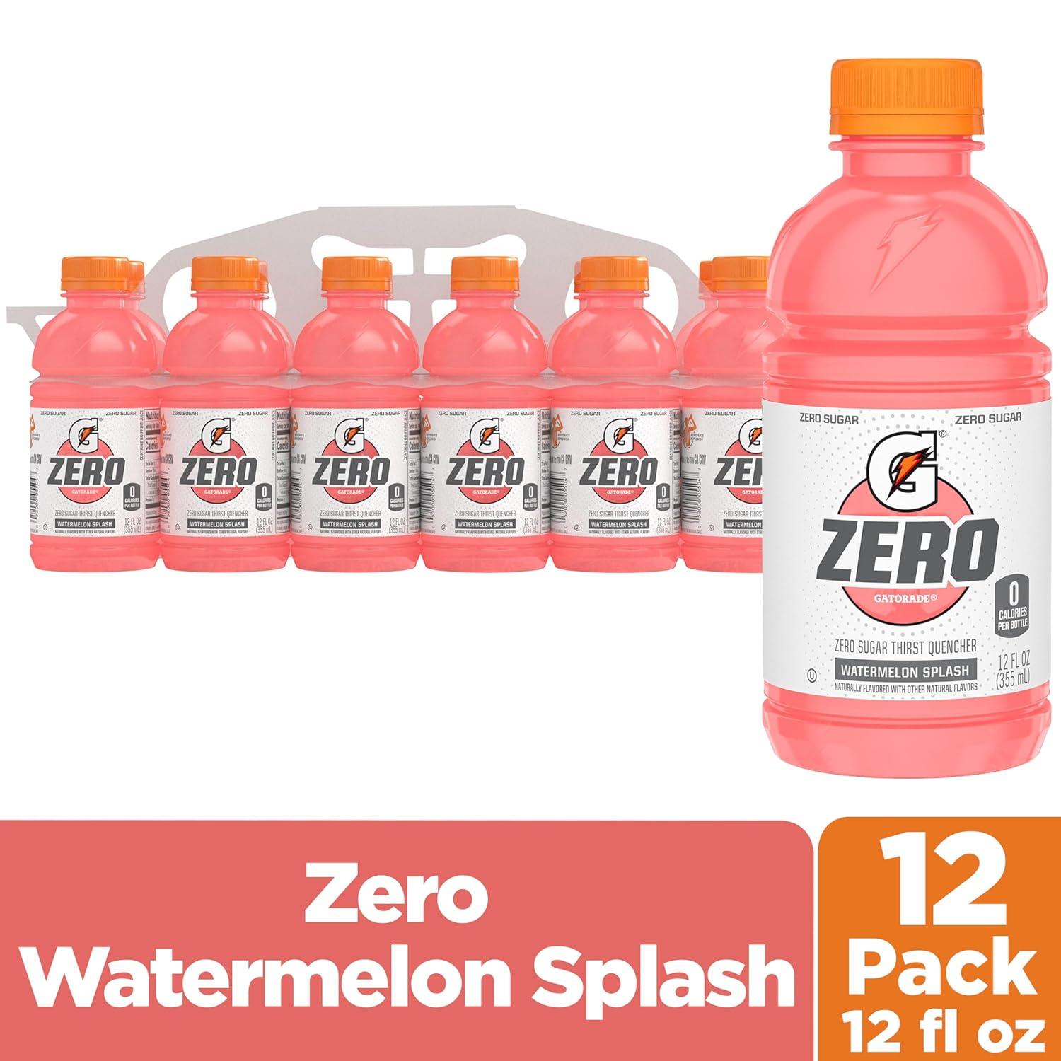 imageGatorade Thirst Quencher Zero Sugar Sports Drink Fruit Punch 12oz Bottles 12 Pack Electrolytes for RehydrationZero Sugar Watermelon Splash
