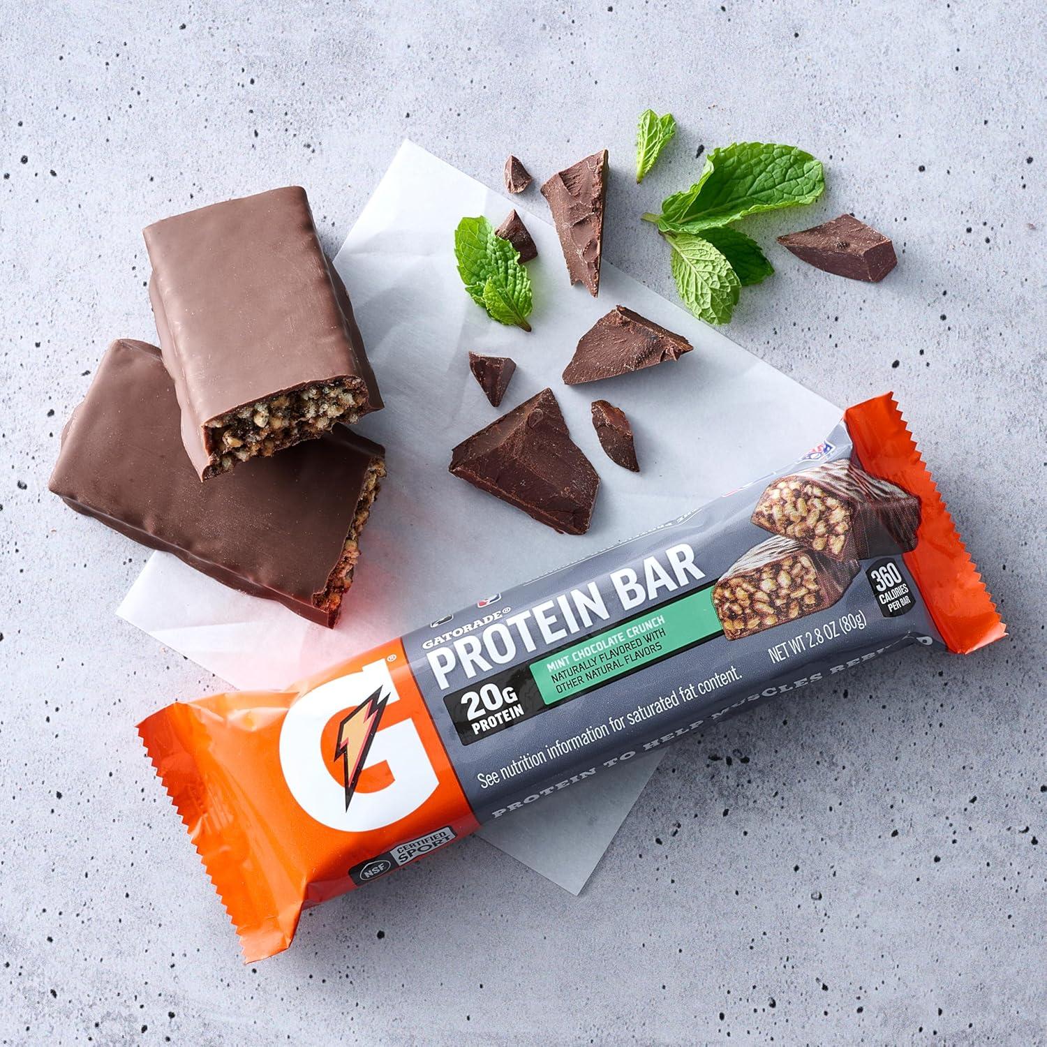 imageGatorade Whey Protein Recover Bars Chocolate Chip 28 ouncePack of 12Mint Chocolate Crunch