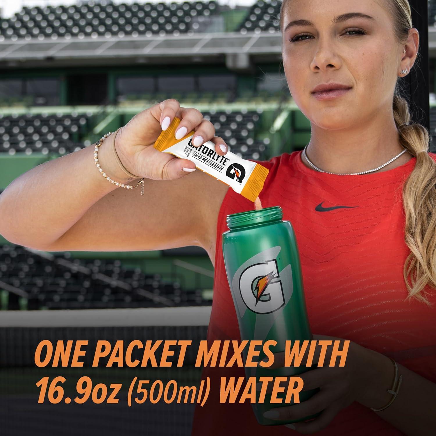 imageGatorlyte Rapid Rehydration Electrolyte Beverage Variety Pack Lower Sugar Specialized Blend of 5 Electrolytes No Artificial Sweeteners or Flavors 18 pack 1 pack mixes with 169oz 500ml waterCherry Lime